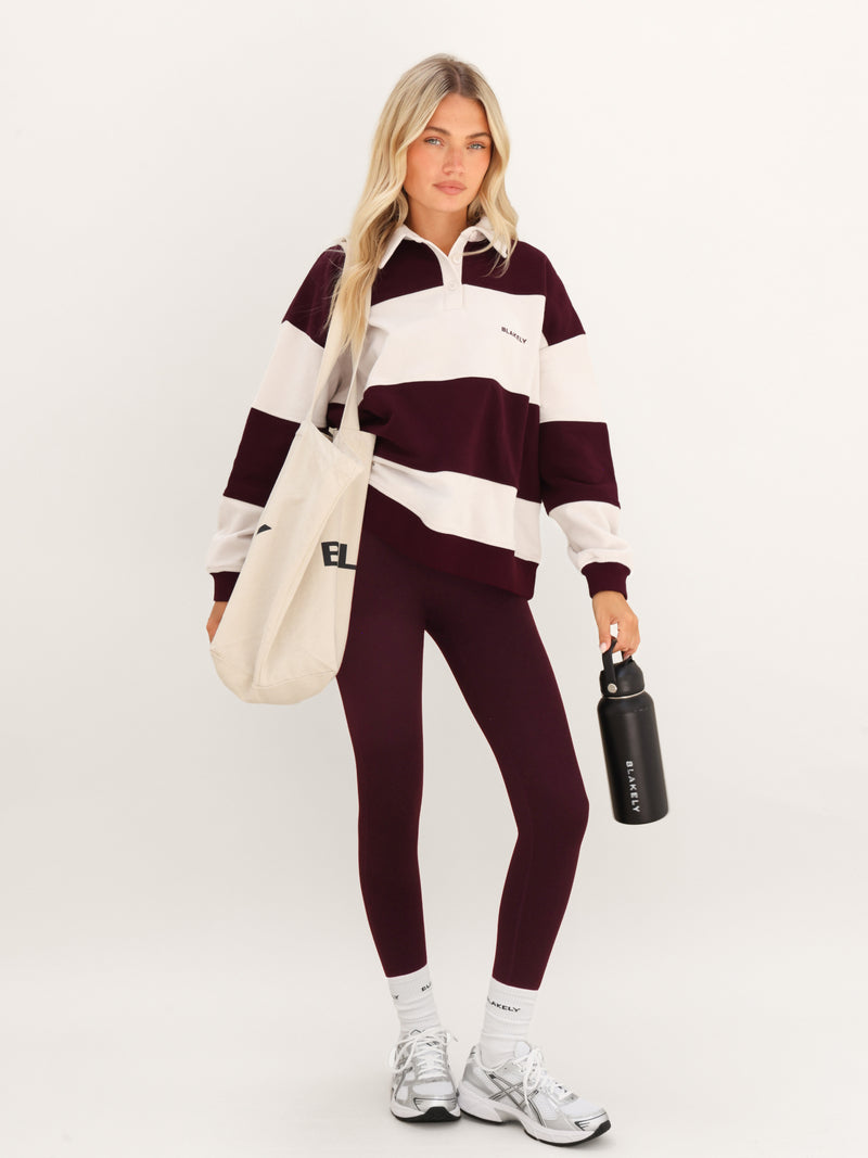 Harper Rugby Shirt - Dark Cherry & Off White