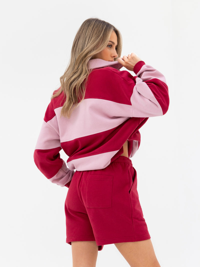 Harper Rugby Shirt - Berry Red & Pink