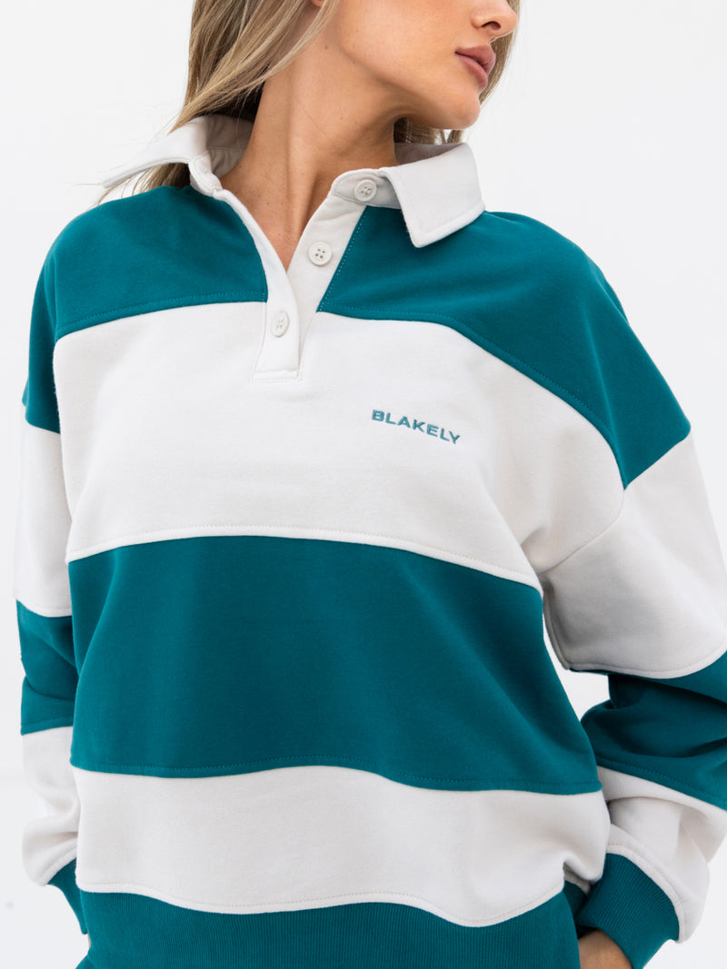 Harper Rugby Shirt - Teal & Off White