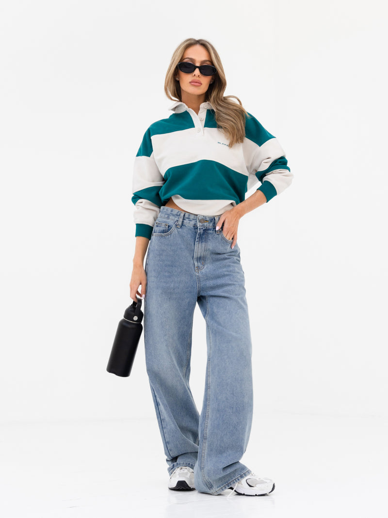 Harper Rugby Shirt - Teal & Off White