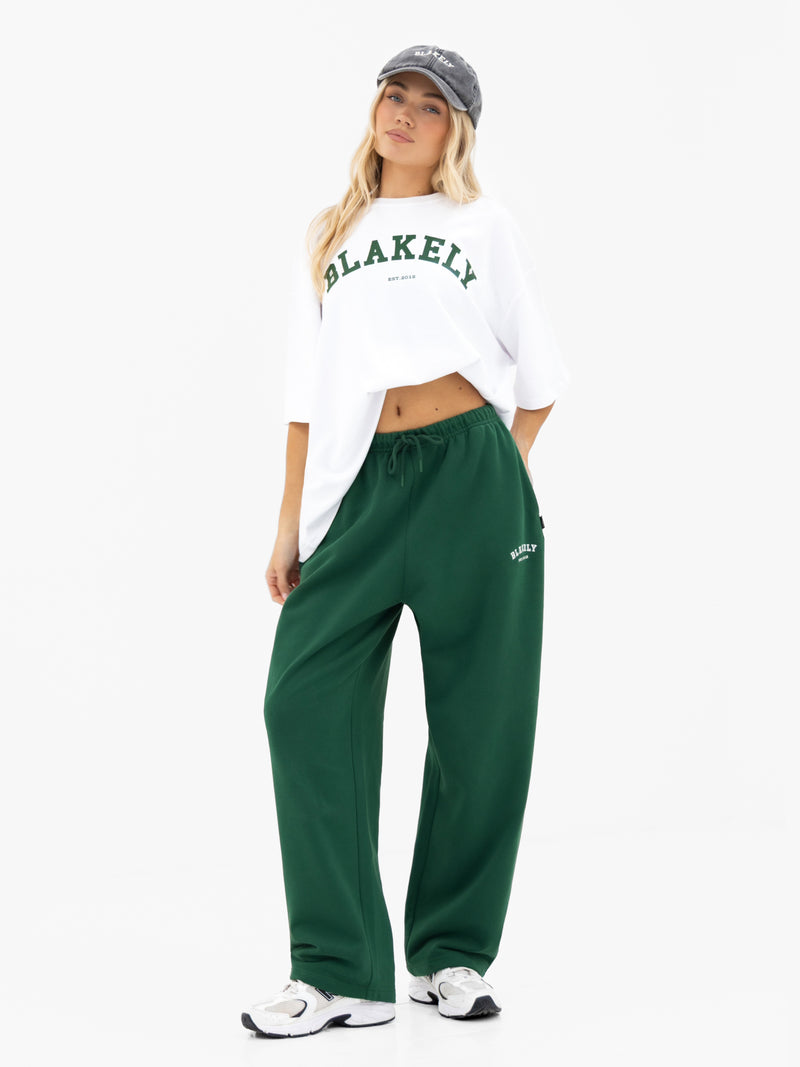Varsity Ultra Oversized T-Shirt - White & Pine Green