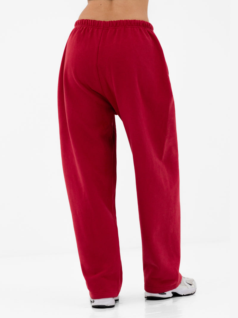 Heritage Wide Leg Sweatpants - Red