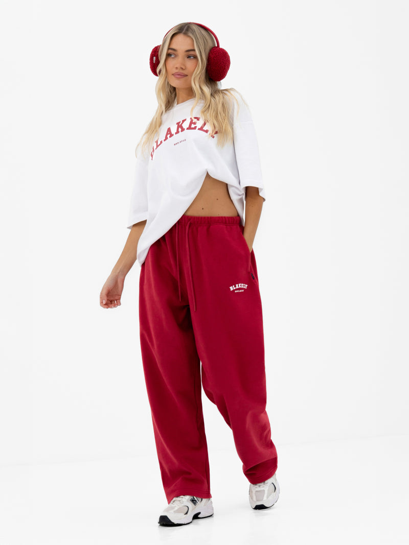 Heritage Wide Leg Sweatpants - Red