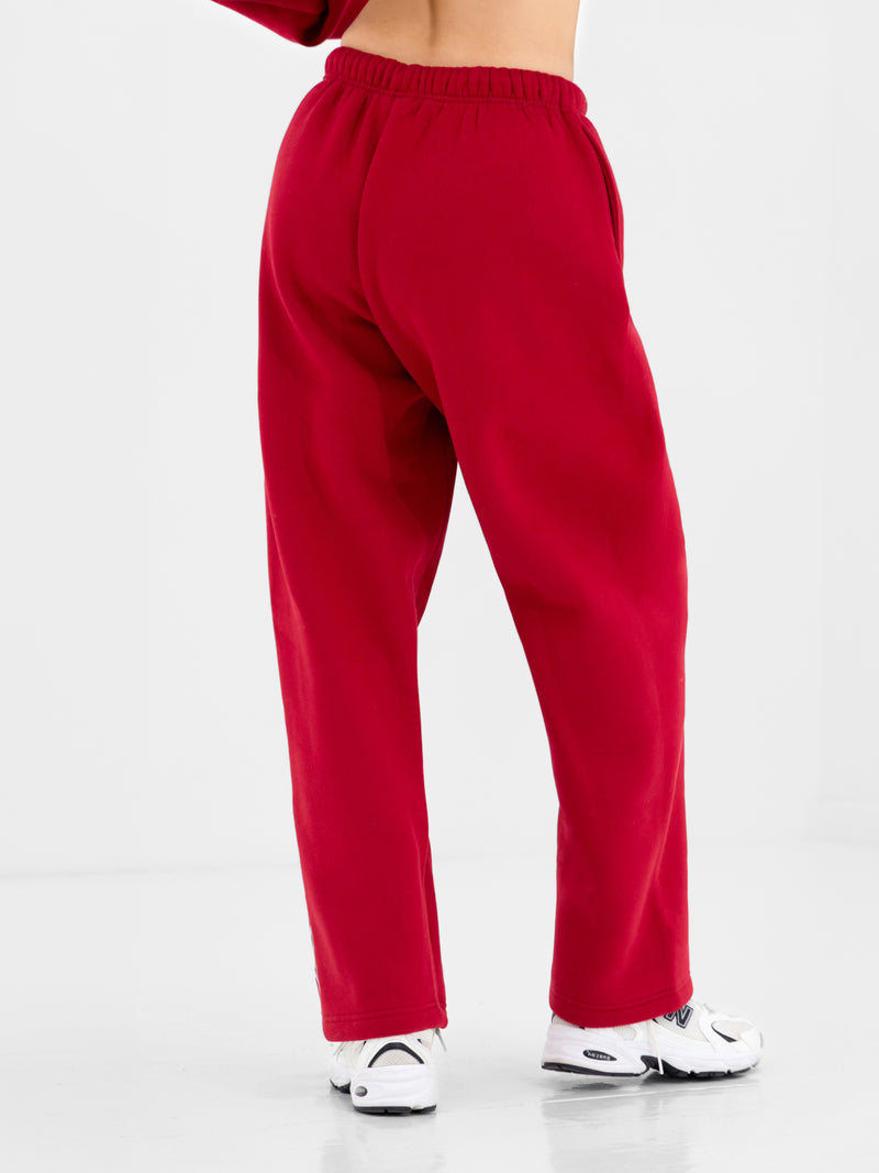 Alexis Wide Leg Sweatpants - Cherry Red