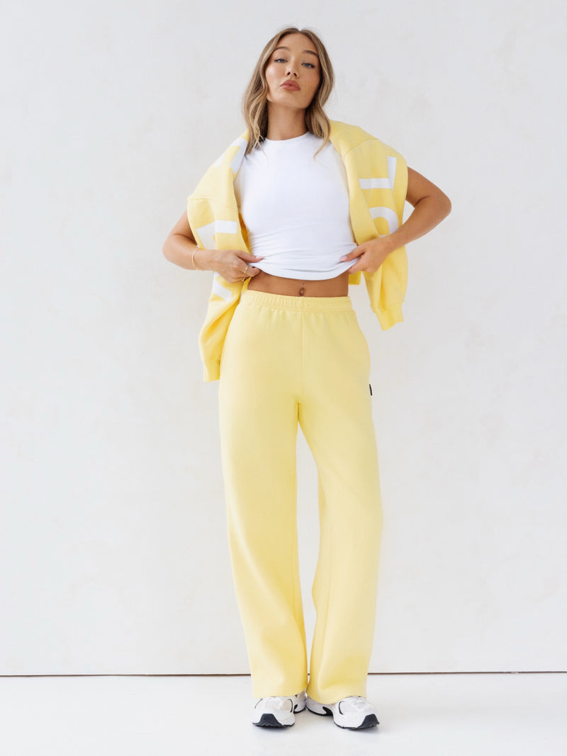 Isabel Wide Leg Sweatpants - Lemon