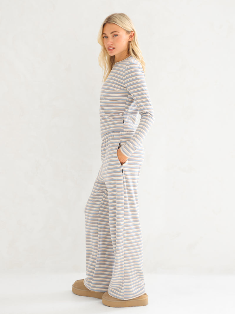Sadie Stripe Long Sleeve Top - Baby Blue Stripe