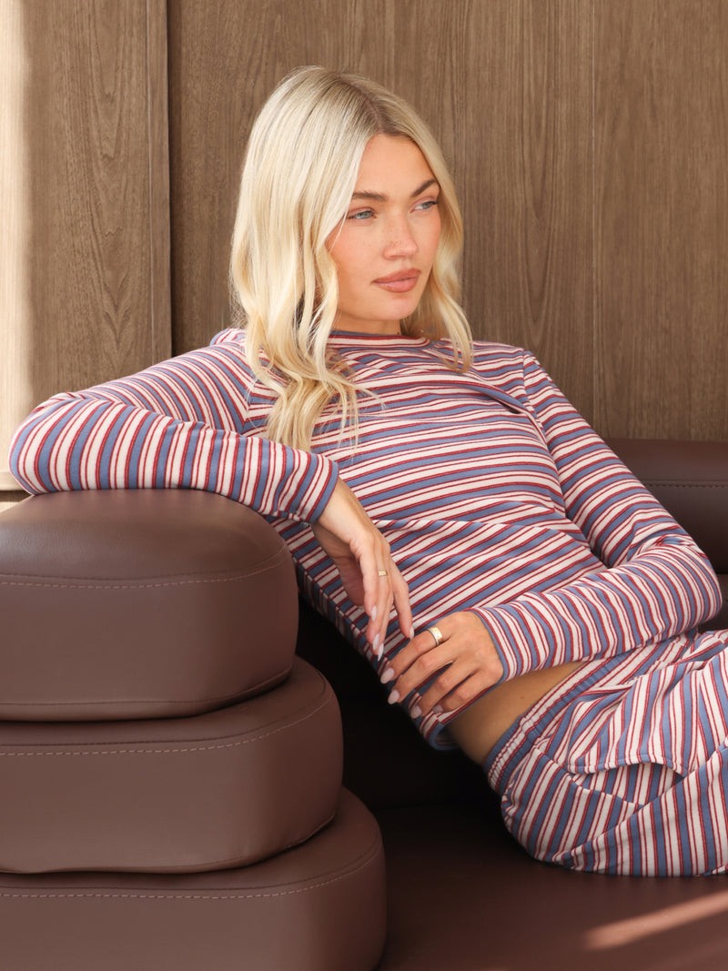 Sadie Stripe Long Sleeve Top - Red Stripe