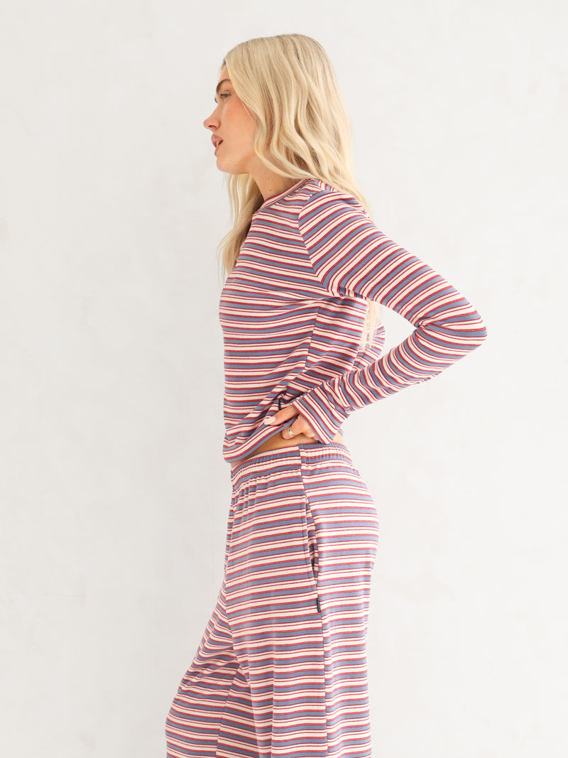 Sadie Stripe Long Sleeve Top - Red Stripe
