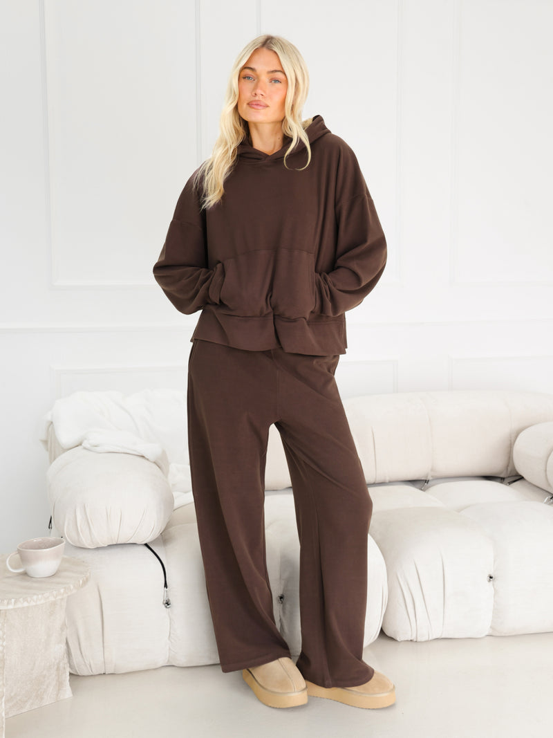 Sadie Wide Leg Trousers - Chocolate Brown