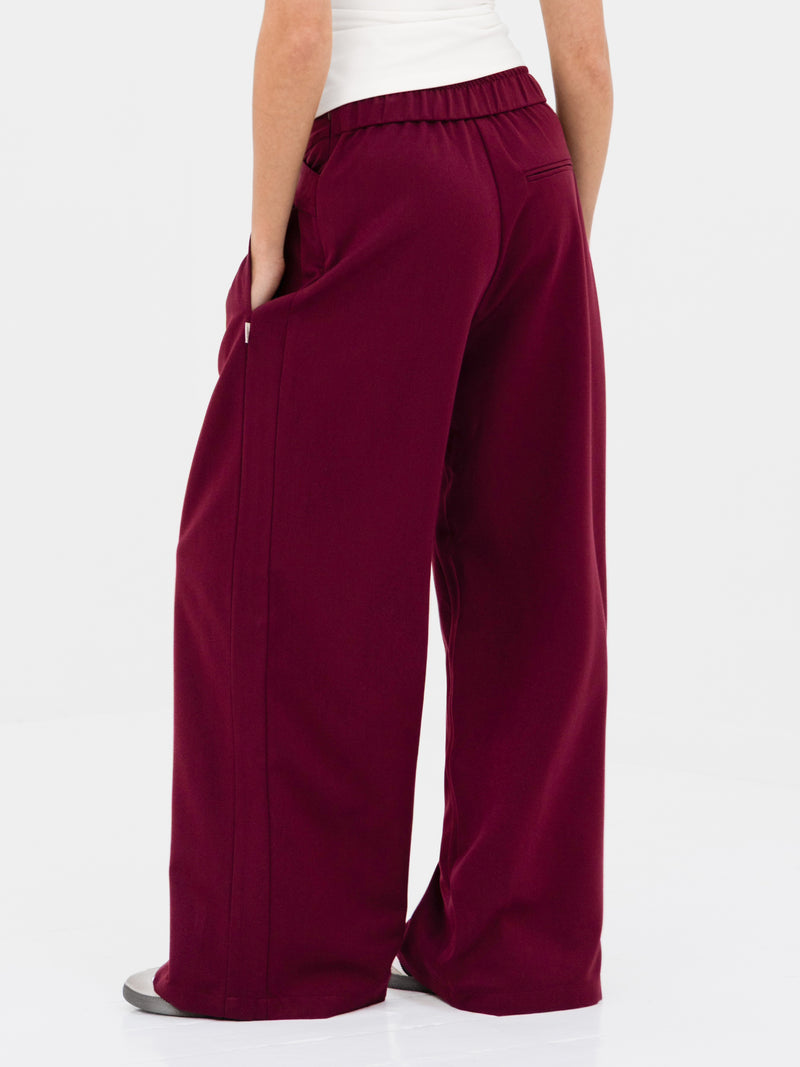 Kady Cross Over Trousers - Burgundy