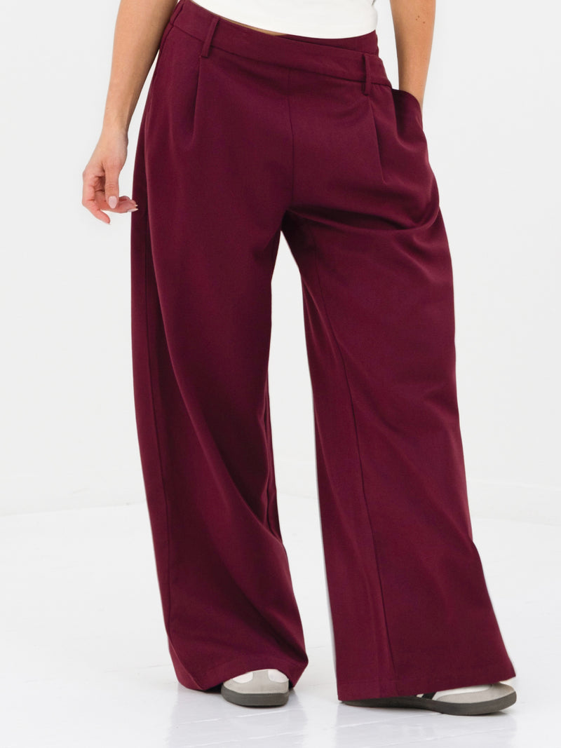 Kady Cross Over Trousers - Light Burgundy