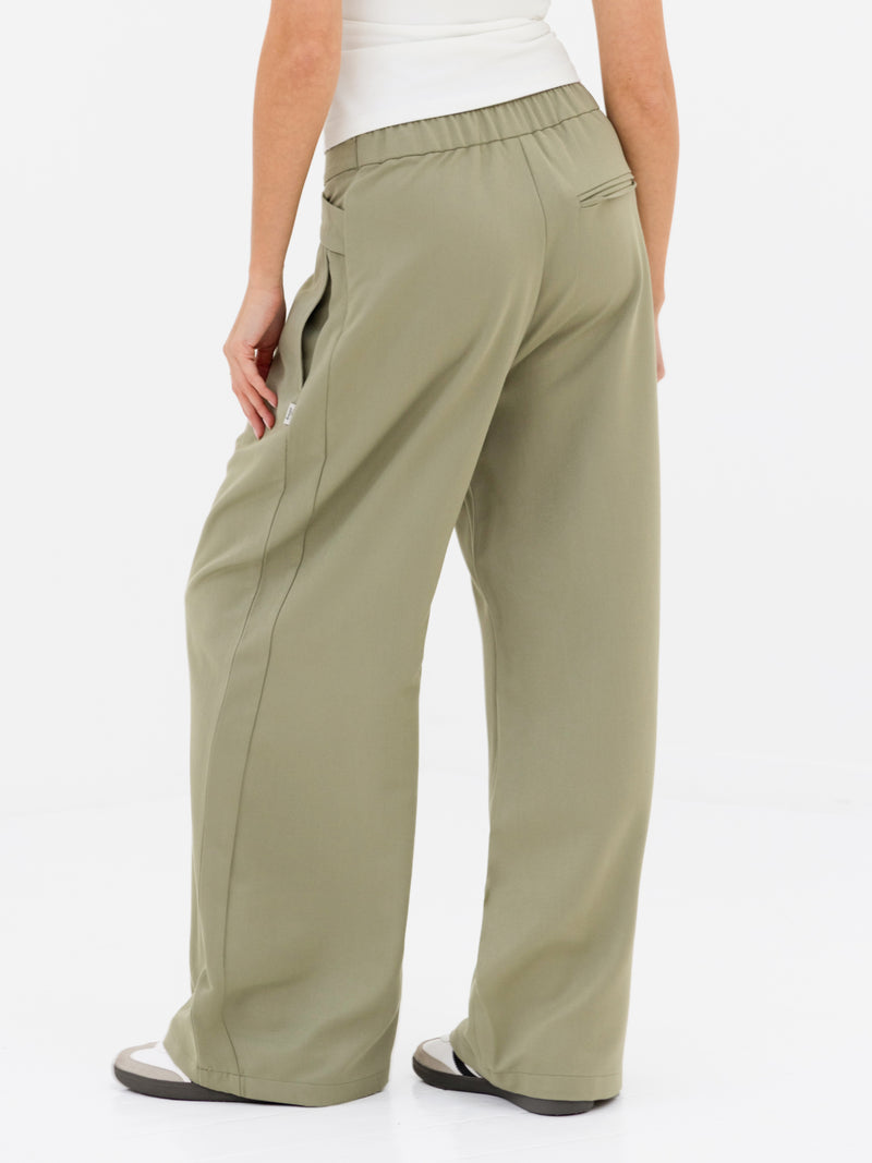 Kady Cross Over Trousers - Warm Olive