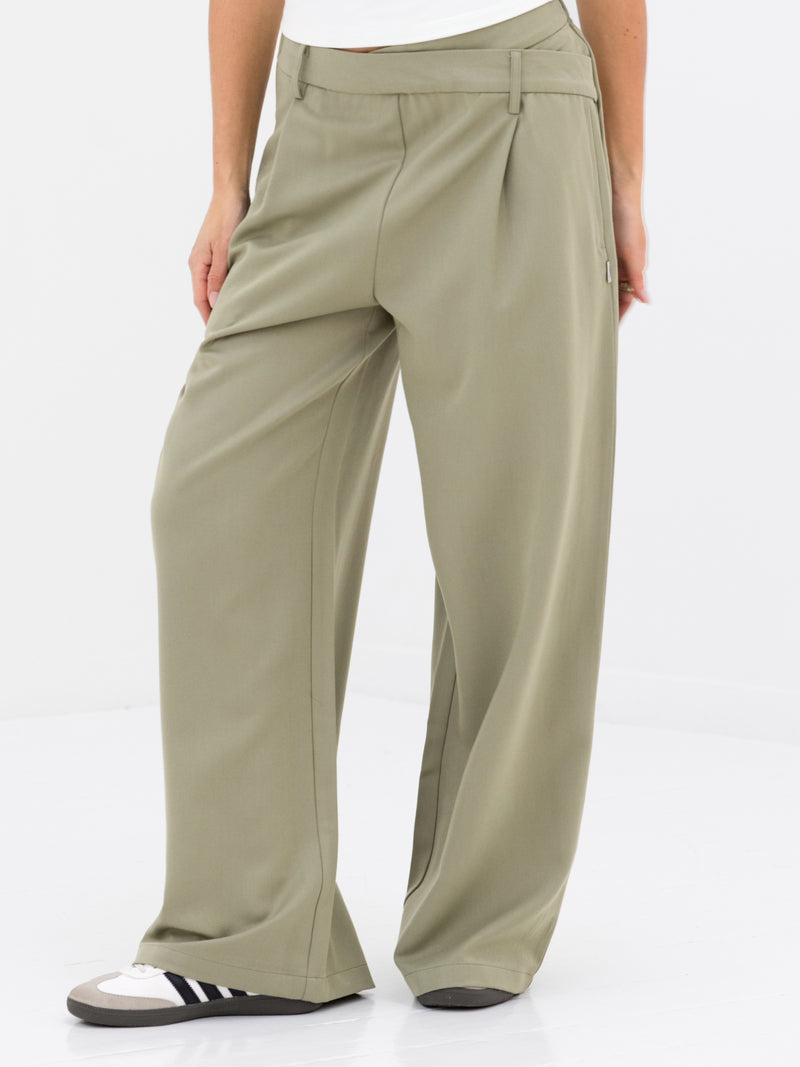 Kady Cross Over Trousers - Warm Olive