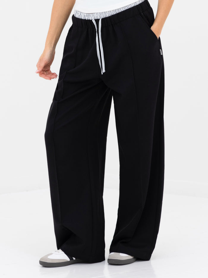 Alana Double Waist Trousers - Black