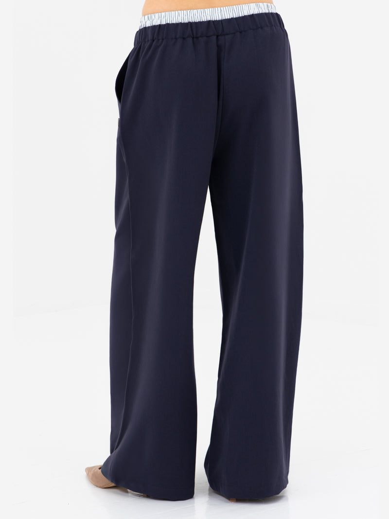 Alana Double Waist Trousers - Soft Navy