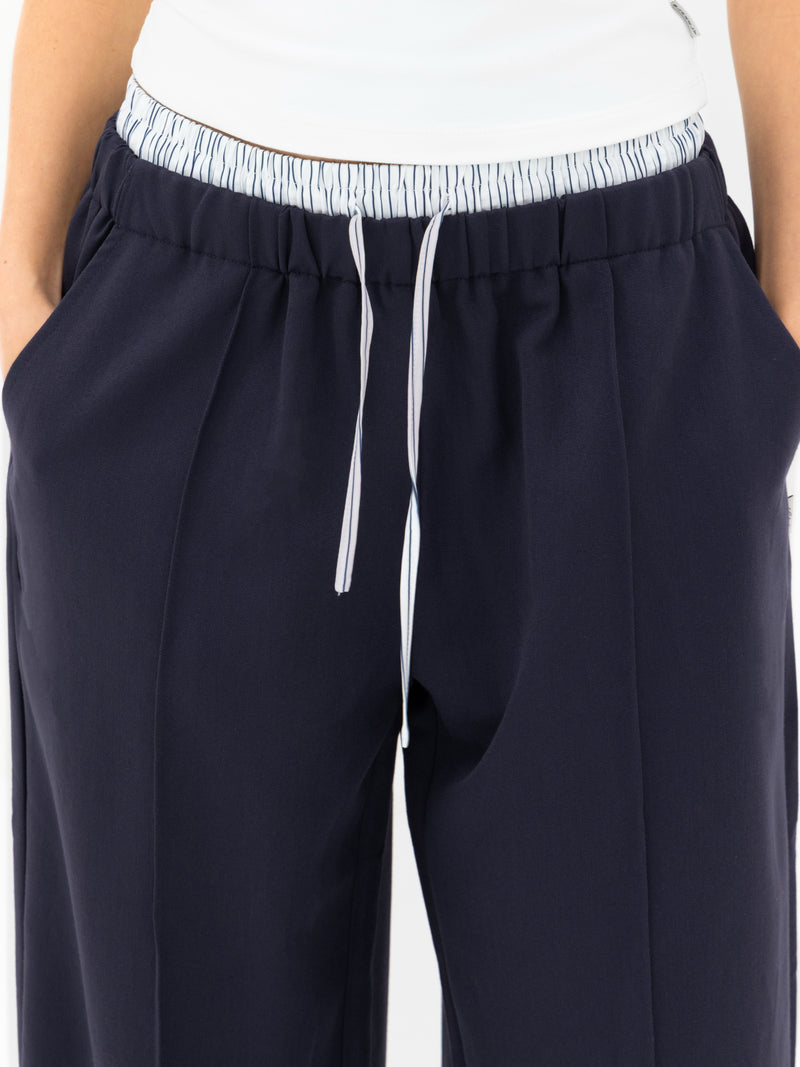 Alana Double Waist Trousers - Soft Navy
