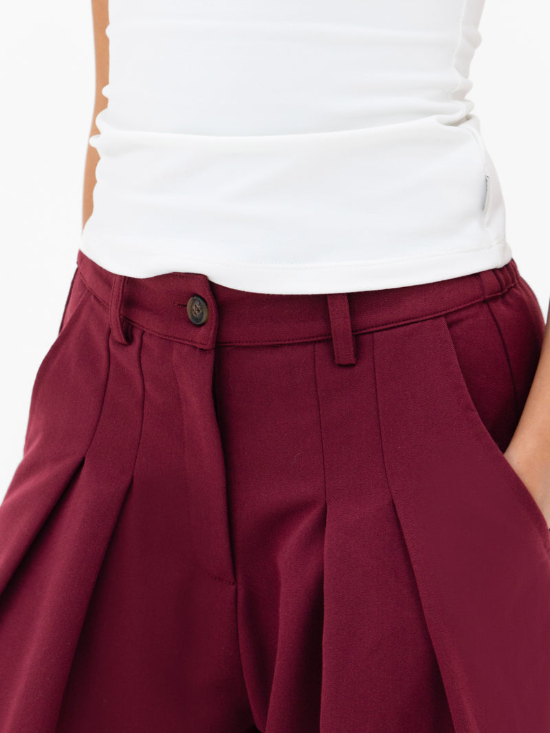 Ali Pleated Trousers - Burgundy