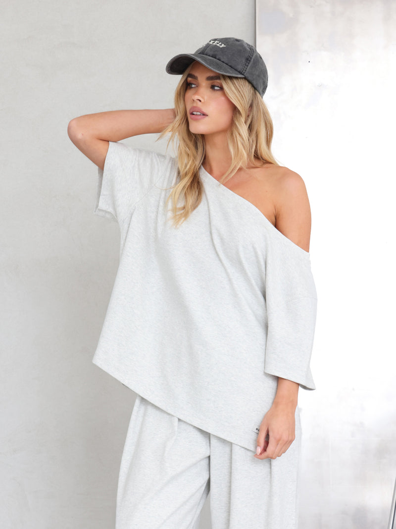 Cleo Off The Shoulder Top - Marl Grey