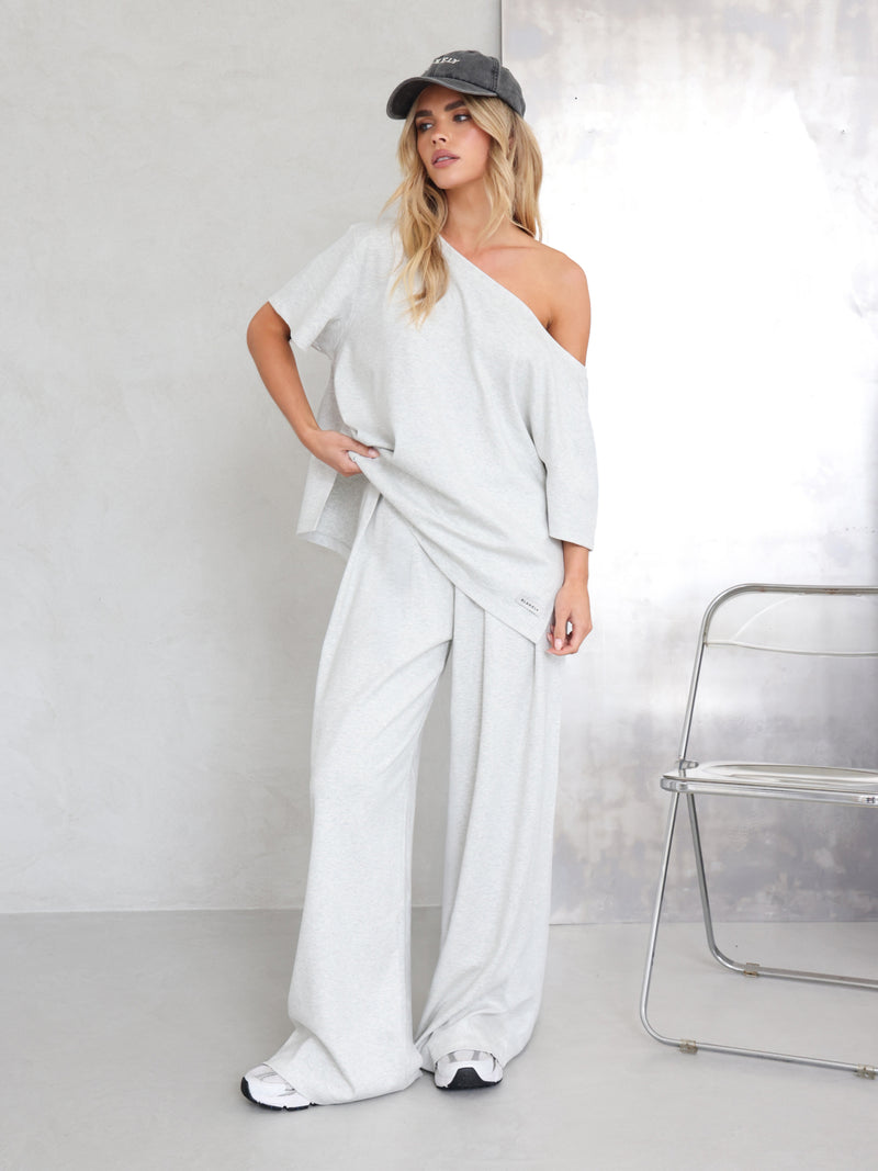 Cleo Wide Leg Trousers - Marl Grey