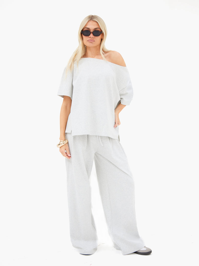 Cleo Off The Shoulder Top - Marl Grey