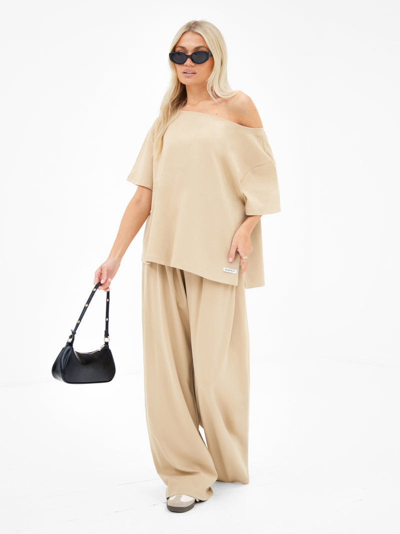 Cleo Off The Shoulder Top - Soft Tan