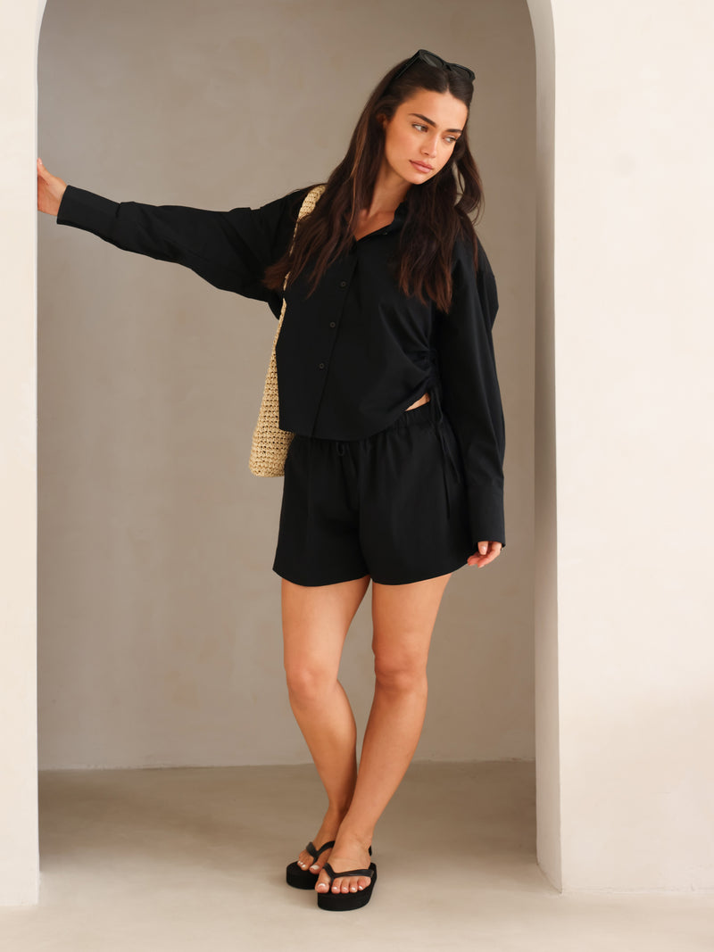 Kaia Poplin Shorts - Black