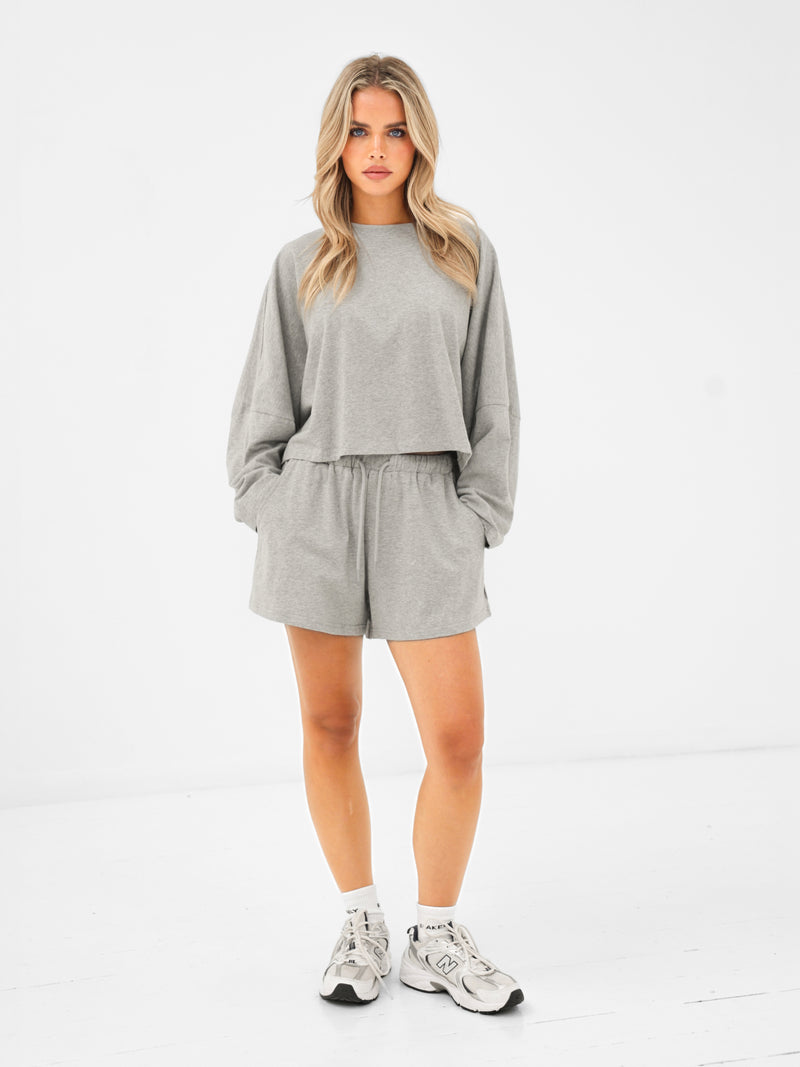 Ayla Cotton Shorts - Marl Grey