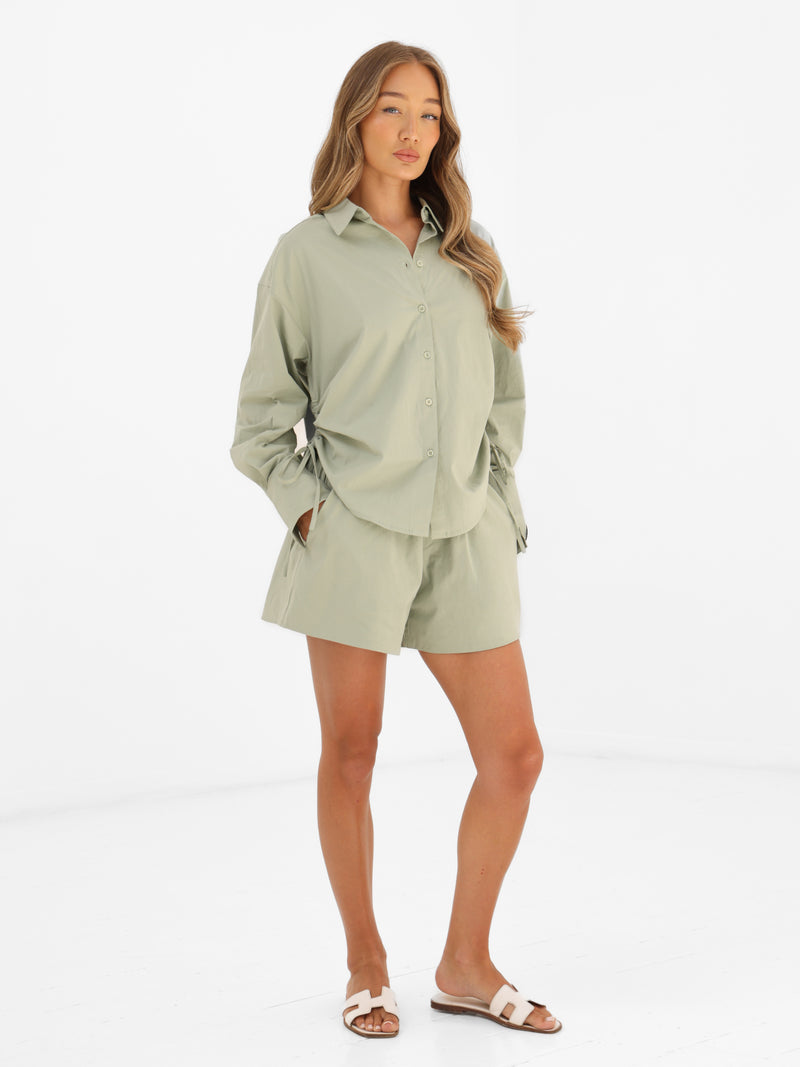 Kaia Poplin Shorts - Pistachio