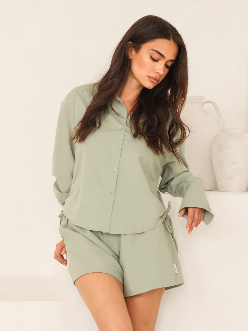Kaia Poplin Shorts - Pistachio