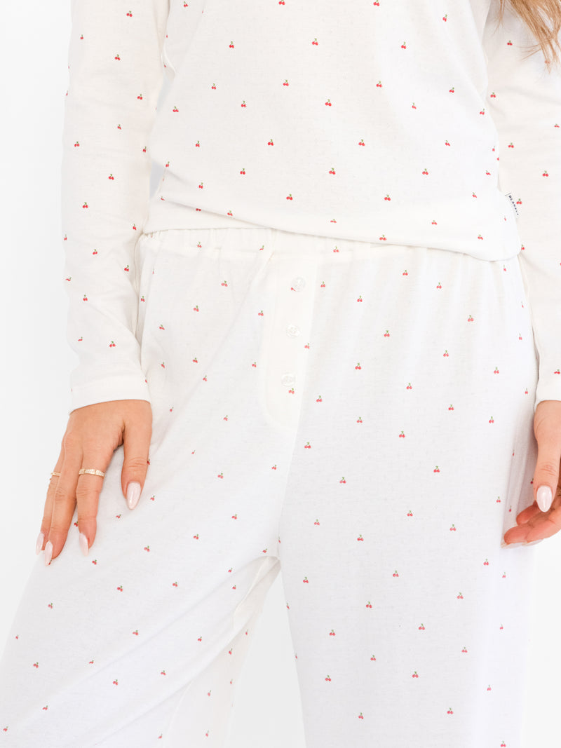 Avery Pointelle Trousers - Cherry Print