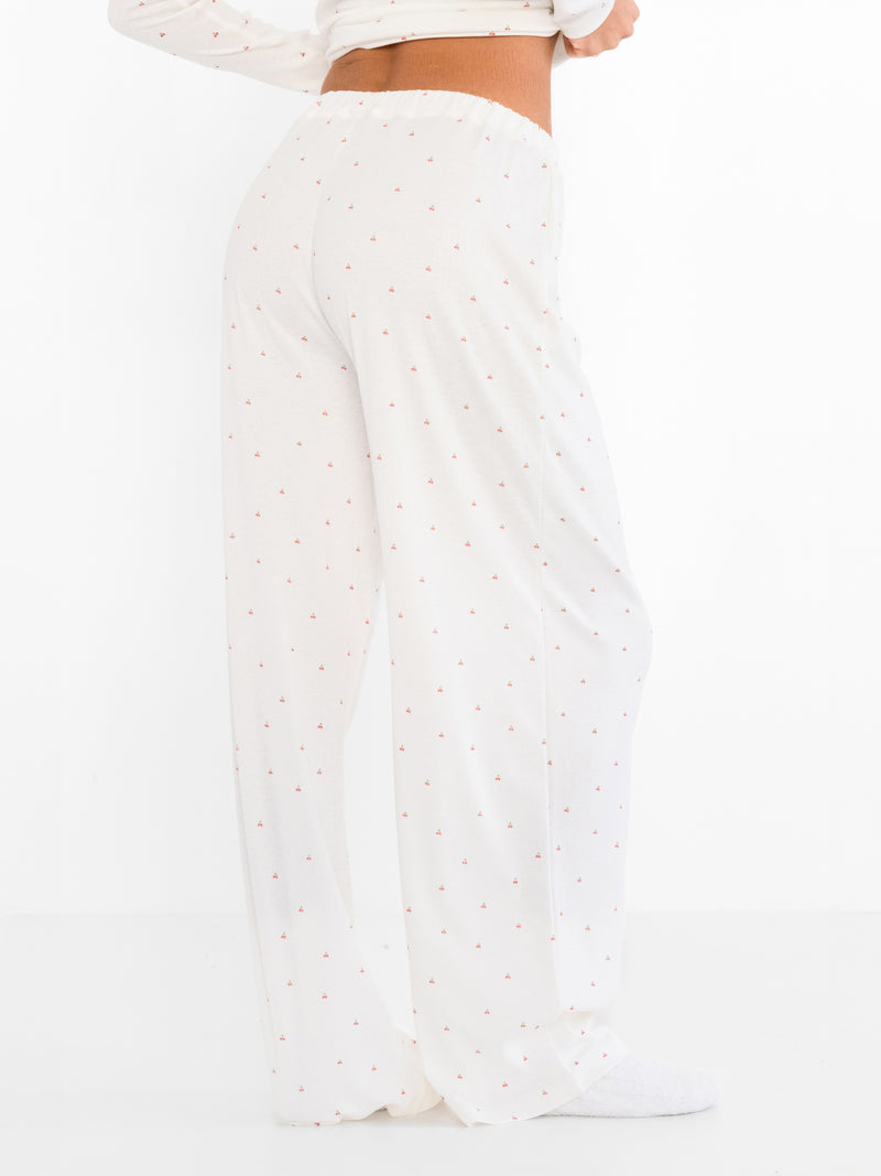 Avery Pointelle Trousers - Cherry Print