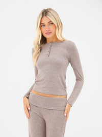 Melody Soft Knitted Top - Marl Taupe