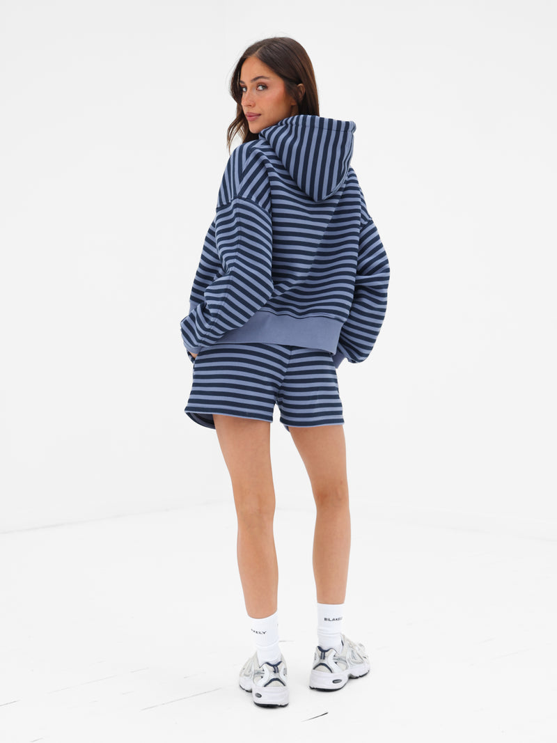 Evie Striped Hoodie - Blue