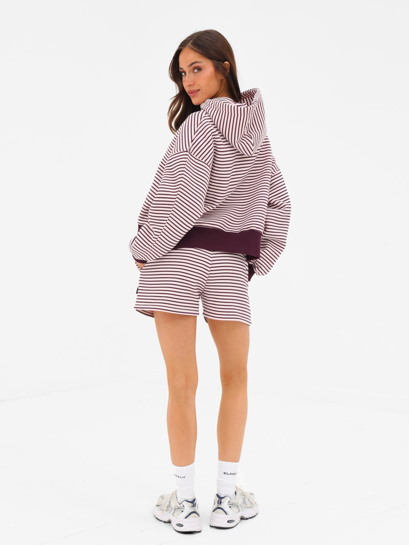 Shay Striped Hoodie - Dark Plum