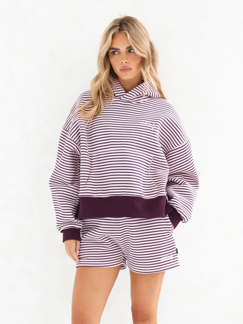 Shay Striped Hoodie - Dark Plum