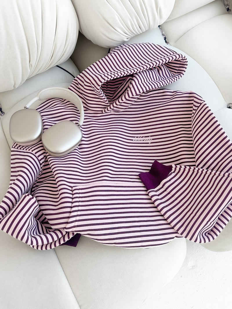 Shay Striped Hoodie - Dark Plum
