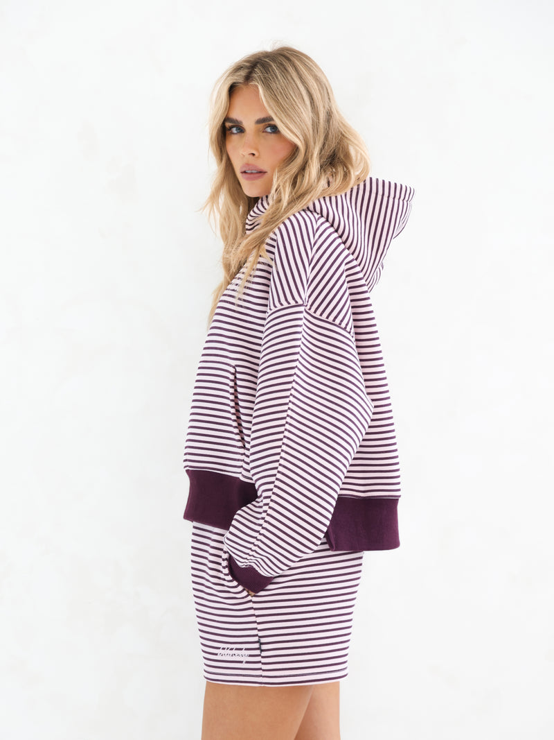 Shay Striped Hoodie - Dark Plum
