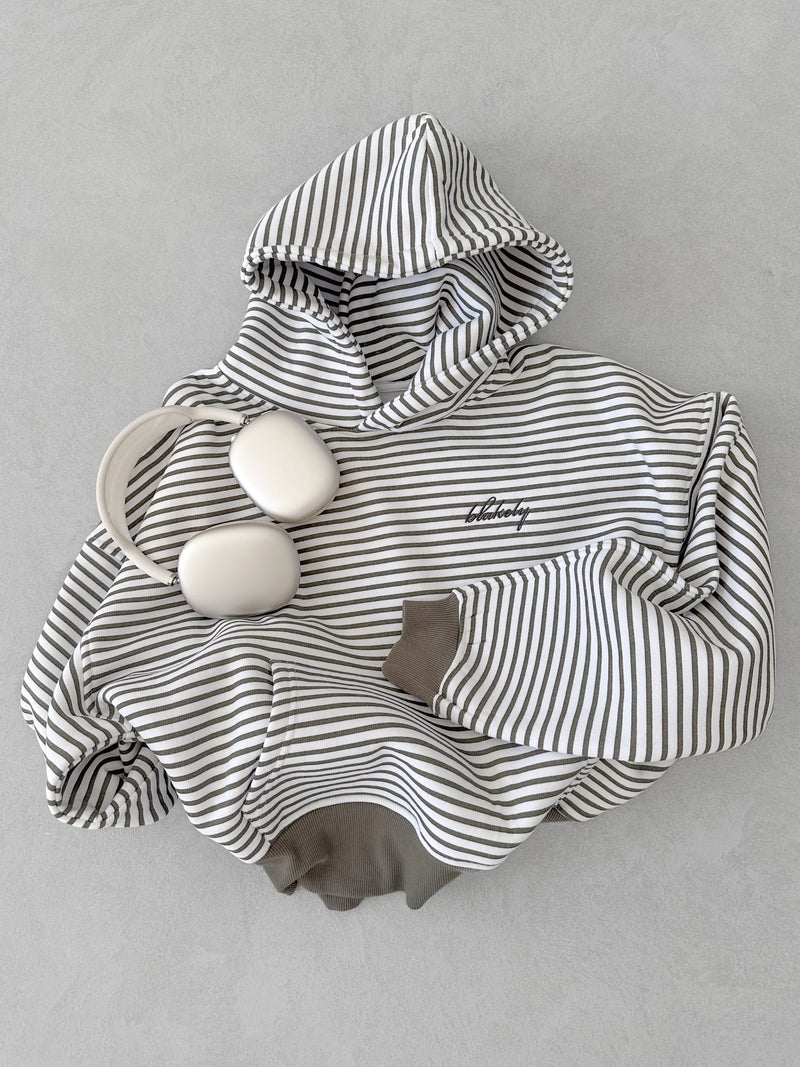 Shay Striped Hoodie - Safari Green