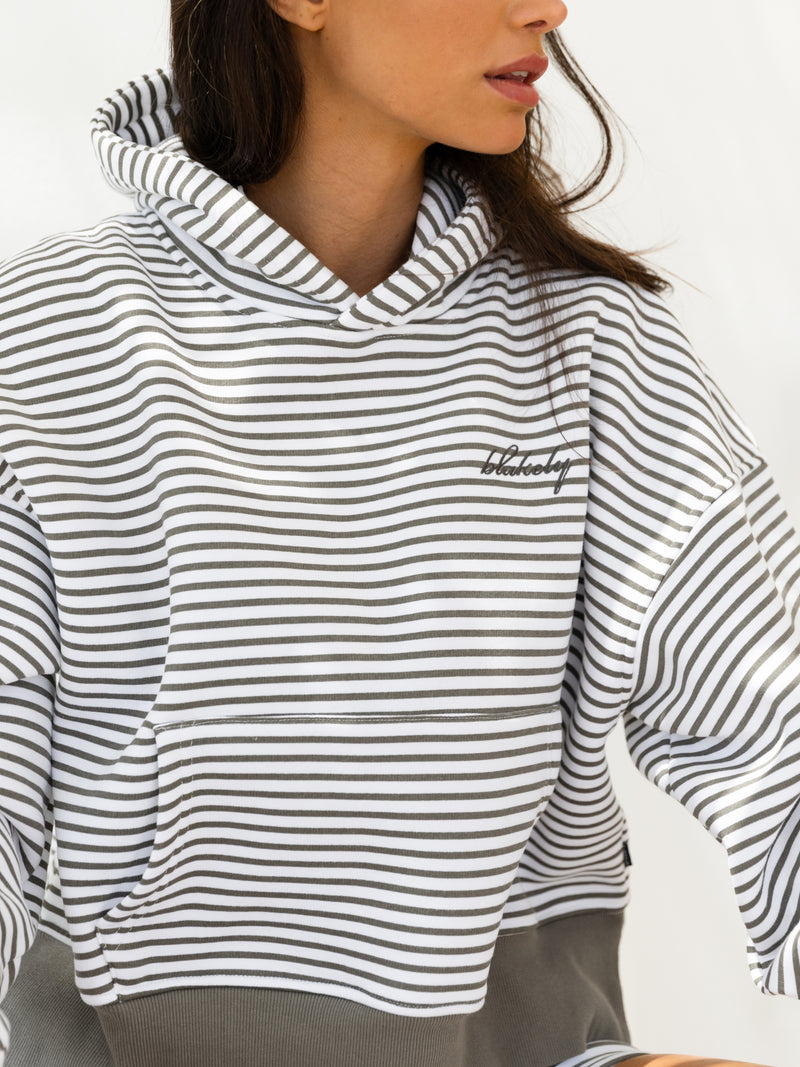 Shay Striped Hoodie - Safari Green