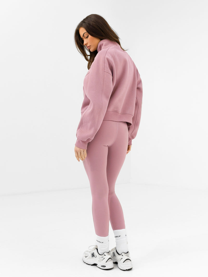 Addie 1/4 Zip Sweater - Dusty Pink