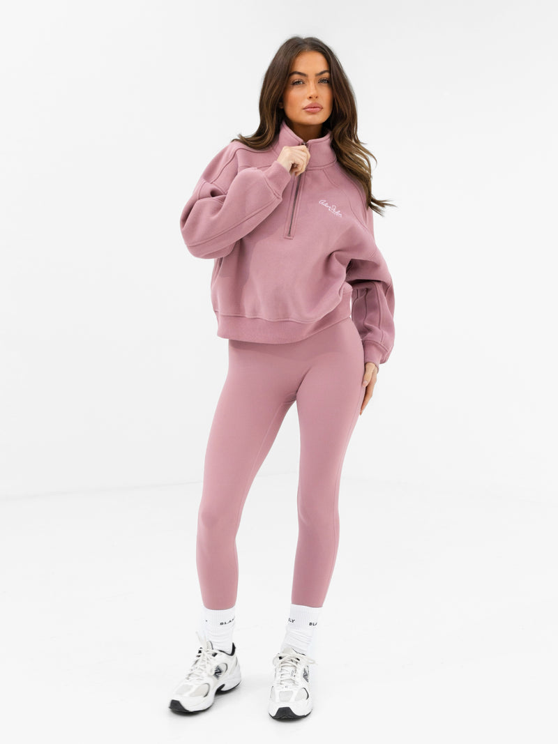 Addie 1/4 Zip Sweater - Dusty Pink