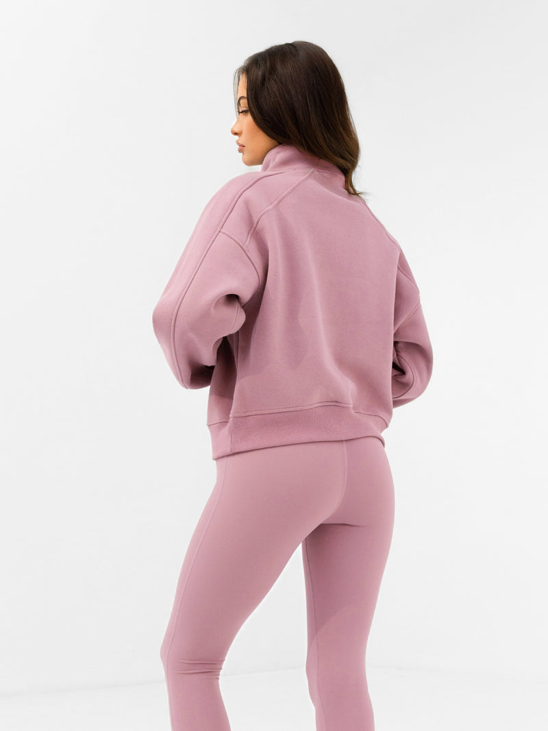 Addie 1/4 Zip Sweater - Dusty Pink