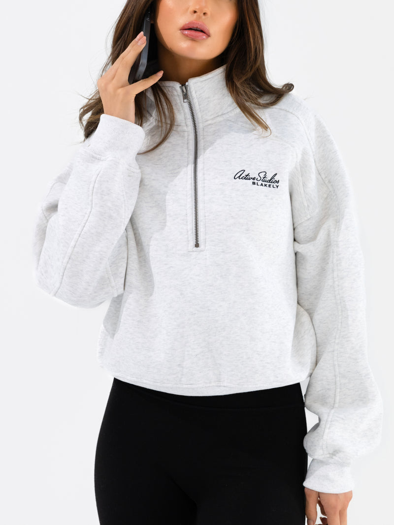 Addie 1/4 Zip Sweater - Marl White