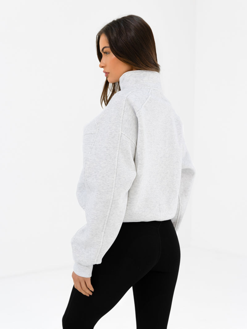 Addie 1/4 Zip Sweater - Marl White