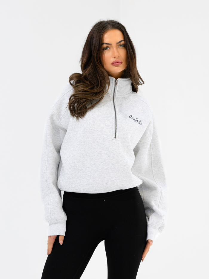 Addie 1/4 Zip Sweater - Marl White