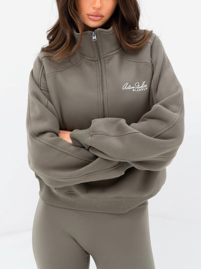 Addie 1/4 Zip Sweater - Safari Green