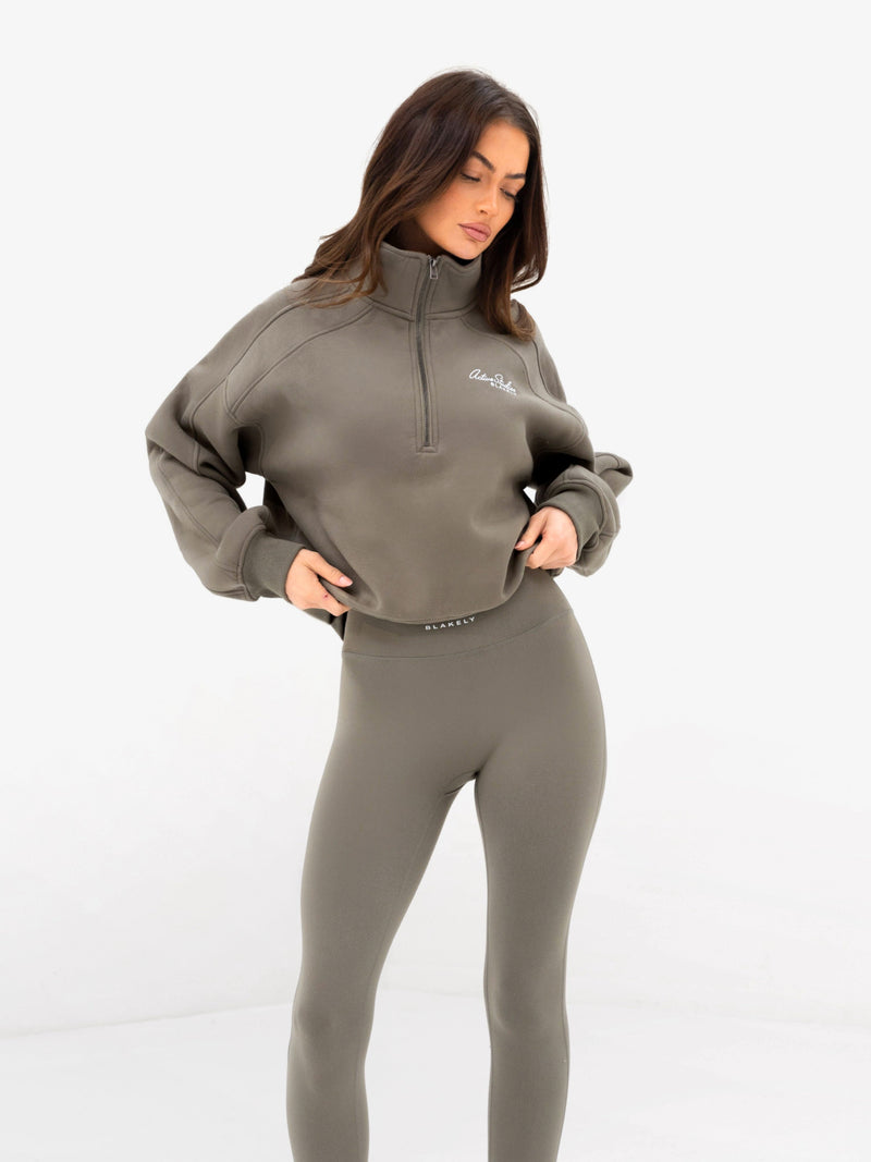 Addie 1/4 Zip Sweater - Safari Green