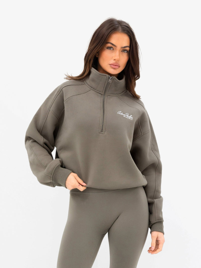 Addie 1/4 Zip Sweater - Safari Green