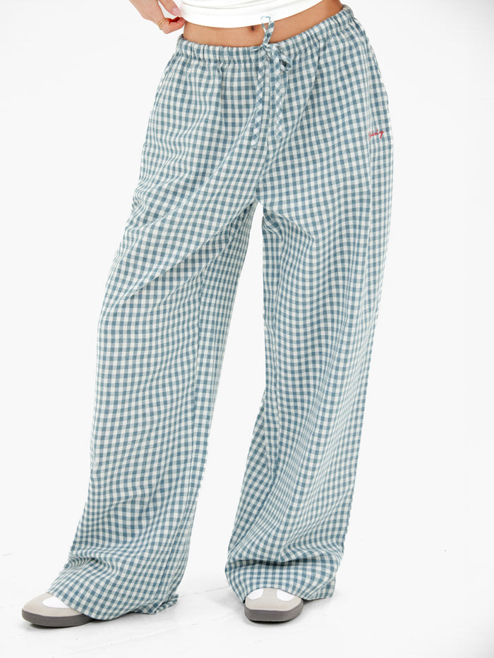Lottie Gingham Trousers - Light Teal