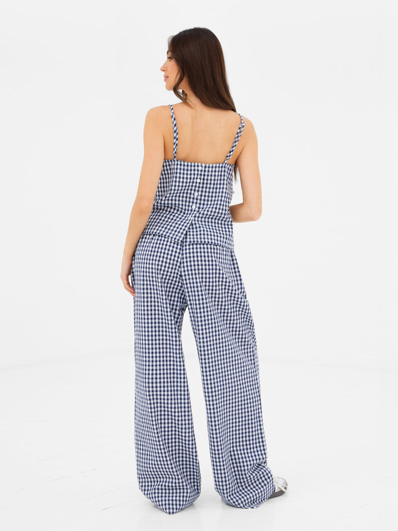 Lottie Gingham Trousers - Navy